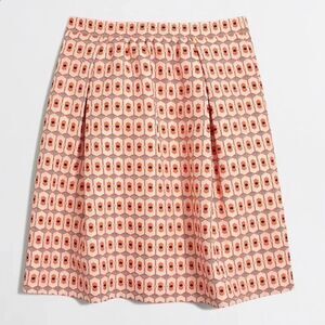NWT J.Crew Geometric Box Pleated Skirt Coral Orange Lined B8248 Pockets 8